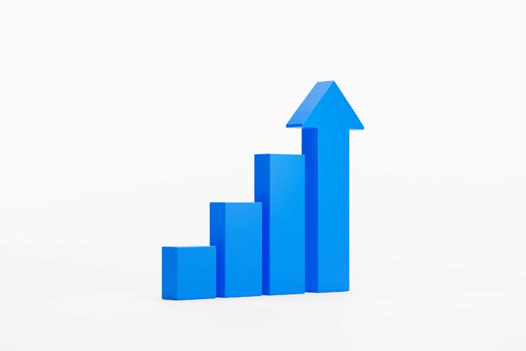 Gráfico azul mostrando crescimento